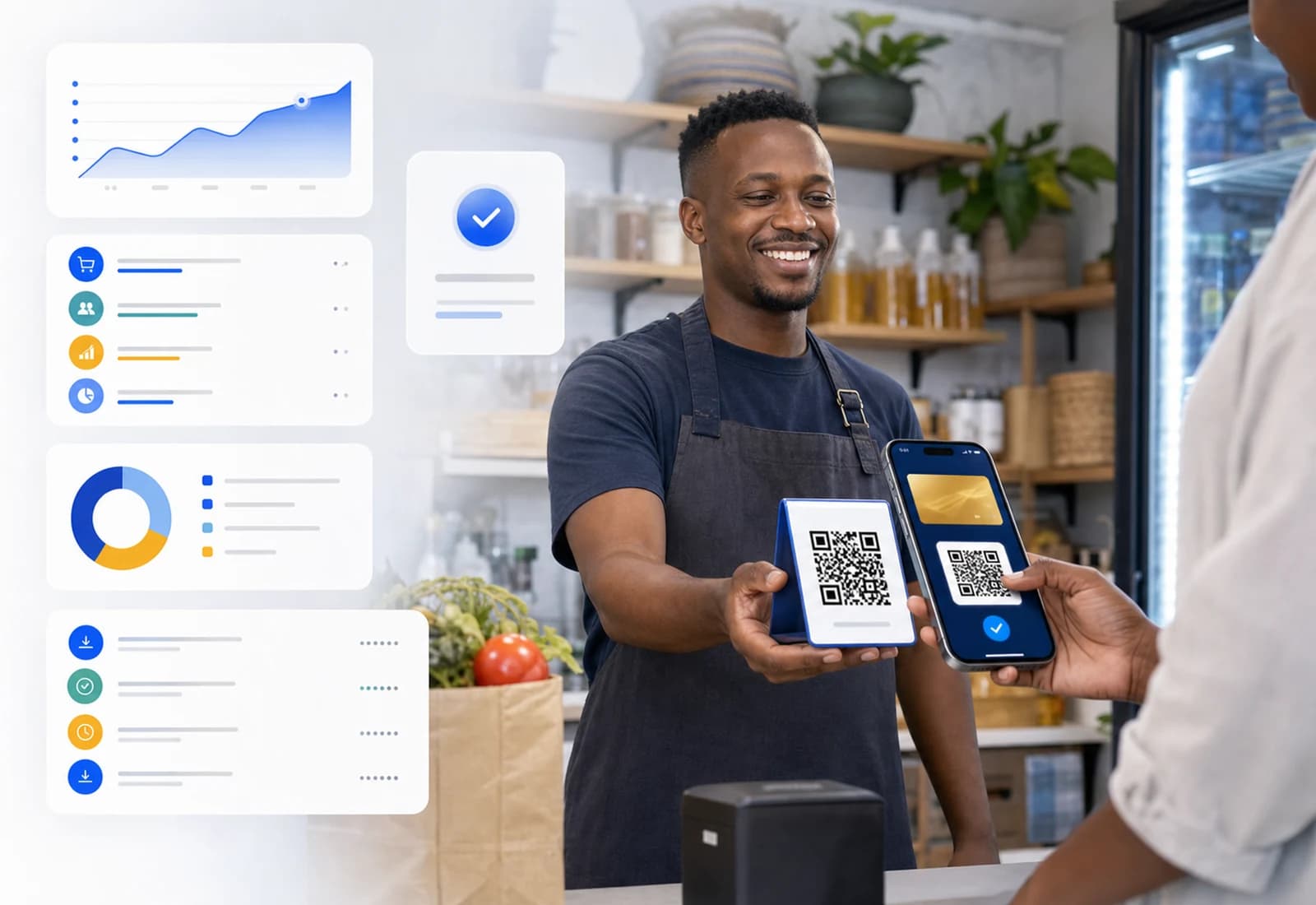 VowBank merchant wallet concept for QR payments, analytics, settlements, and rewards acceptance.